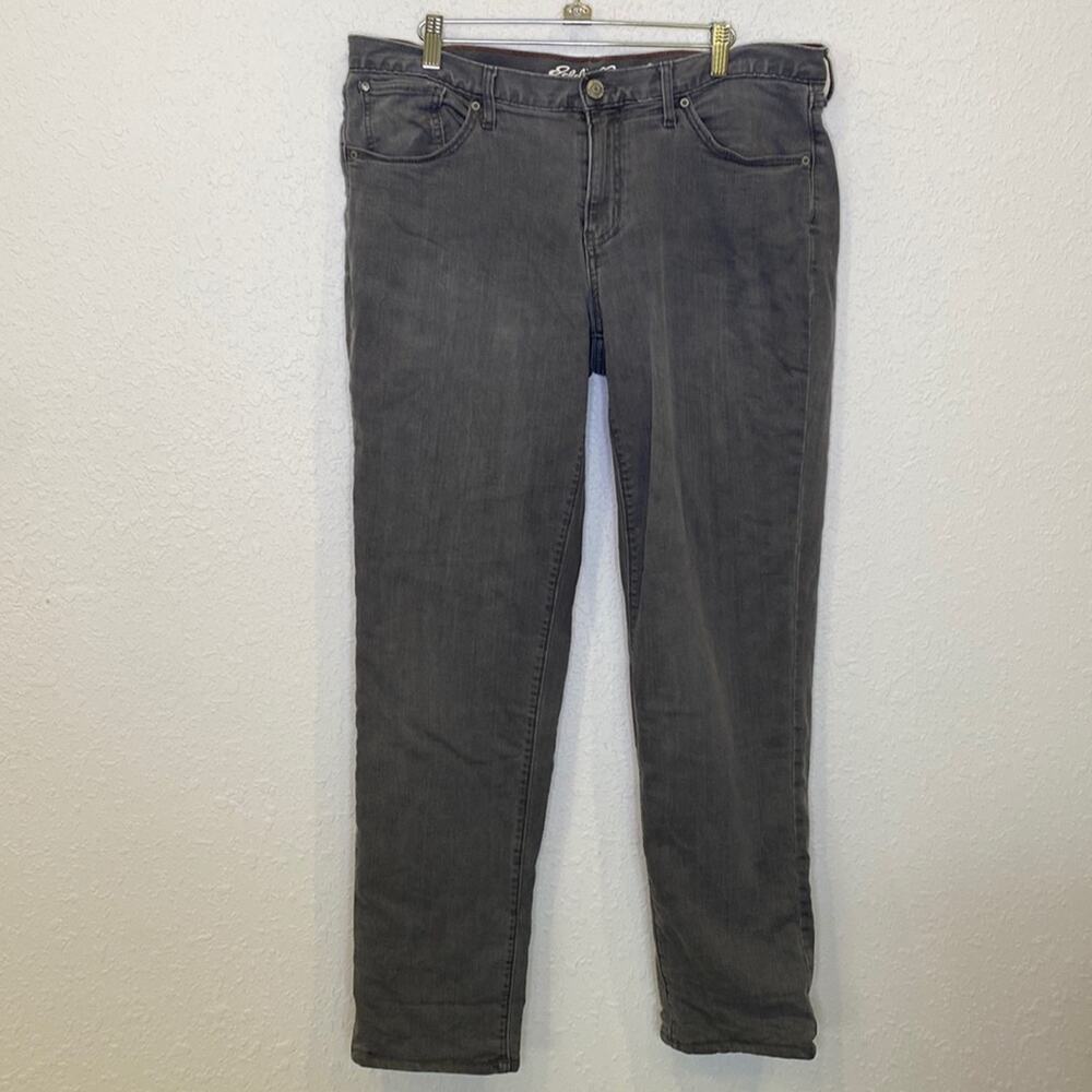 Eddie Bauer Boyfriend Relaxed Leg Flannel Lined Gray Jeans EUC Sz 12 Women’s